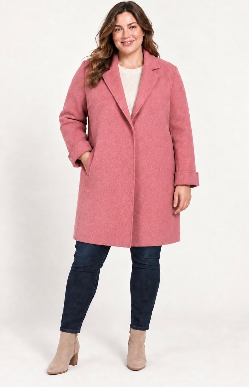Boden Plus Sally Boiled Wool Blend Overcoat in Antique Rose Size 16